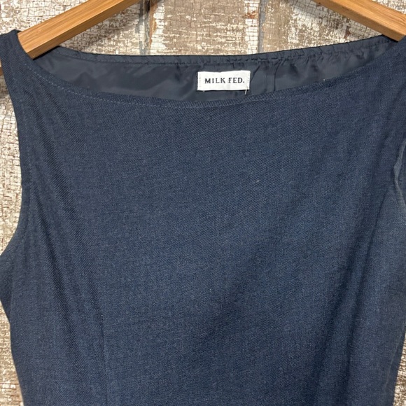 MILKFED Navy Gray pencil knee length 90s vintage y2k square neck Japanese - Picture 3 of 12